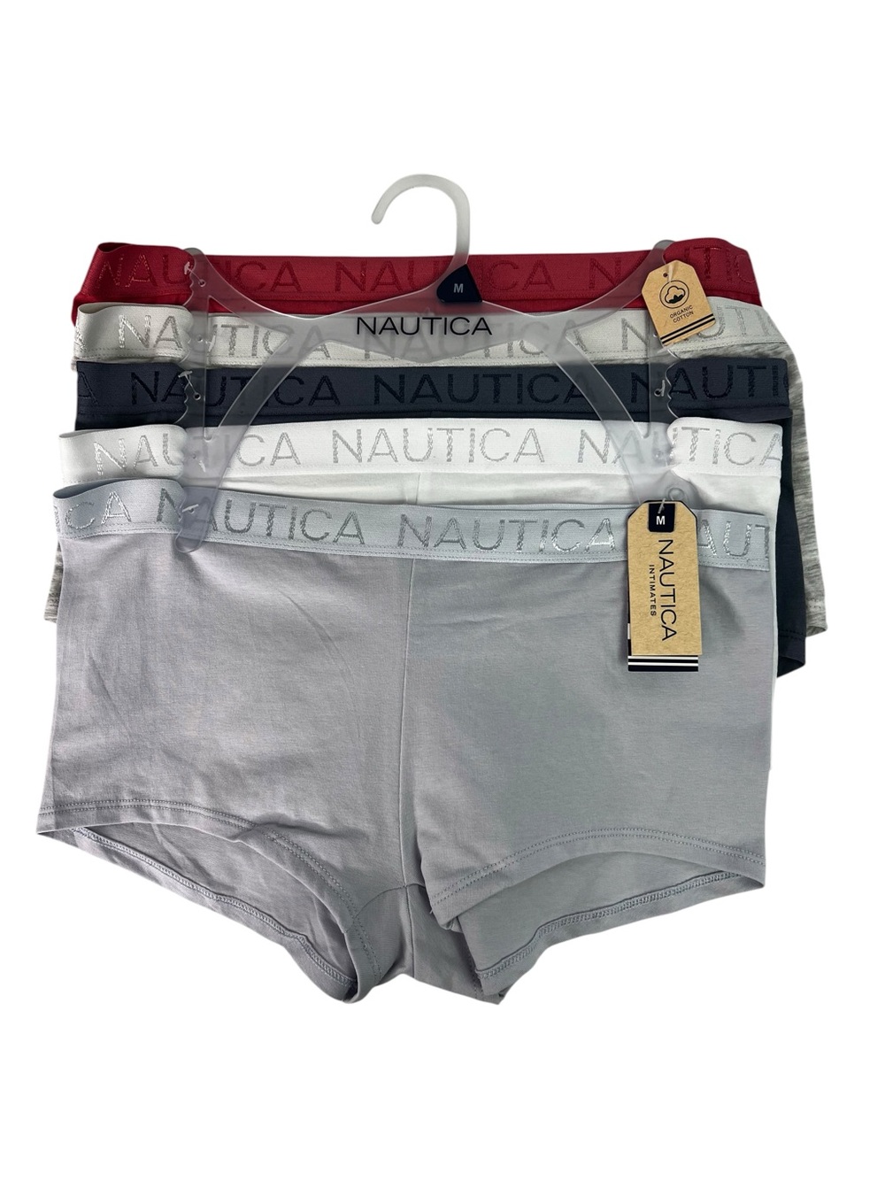 Nautica Women’s Panties Sz Medium Pkg/5 Organic Boyshorts Tag-Free Multi Colors